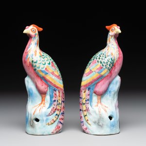 * A pair of Chinese famille rose models of pheasants, 18/19th C. — foto 4
