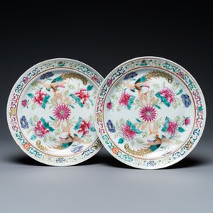 A pair of Chinese famille rose plates for the Straits or Peranakan market, 19th C. — photo 1
