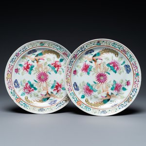 A pair of Chinese famille rose plates for the Straits or Peranakan market, 19th C. — photo 1