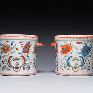 A pair of Chinese famille rose 'Pompadour' wine coolers, Qianlong — 照片 4