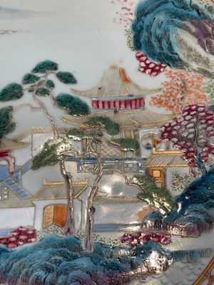 A pair of Chinese famille rose 'river landscape' dishes, Qianlong — foto 2