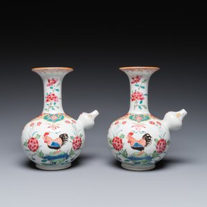 A pair of Chinese famille rose 'rooster' kendis, Qianlong — photo 4