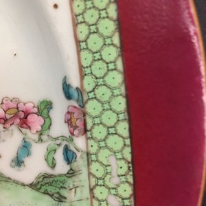 A pair of Chinese famille rose ruby ground rooster plates, Yongzheng — photo 11