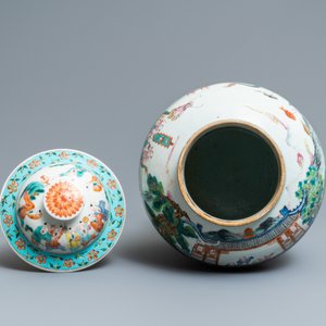 A pair of Chinese famille rose 'spring festival' vases and covers, 19th C. — photo 9