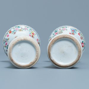 A pair of Chinese famille rose 'tobacco leaf' vases and six 'pseudo tobacco leaf' plates, Qianlong — photo 11