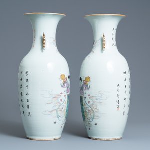 A pair of Chinese famille rose vases, 19/20th C. — photo 2