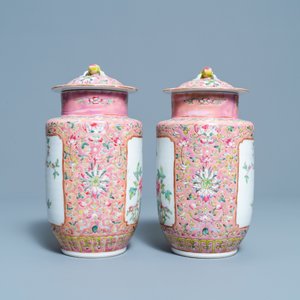 A pair of Chinese famille rose vases and covers, Hongxian mark, Republic — photo 4