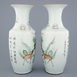 A pair of Chinese famille rose vases depicting Lan Tsai Ho, 19/20th C. — photo 4