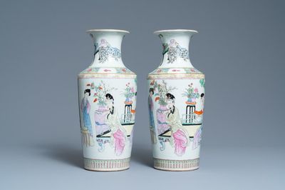 A pair of Chinese famille rose vases, Republic