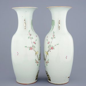 A pair of Chinese famille rose vases with birds among flowers, 19/20th C. — 照片 4