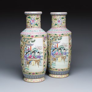 A pair of Chinese famille rose vases with figural design — photo 1