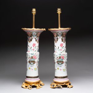 A pair of Chinese famille rose vases with fine gilt-bronze lamp mounts, Yongzheng — photo 2