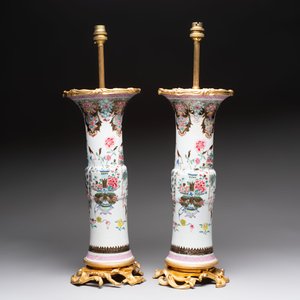 A pair of Chinese famille rose vases with fine gilt-bronze lamp mounts, Yongzheng — photo 4