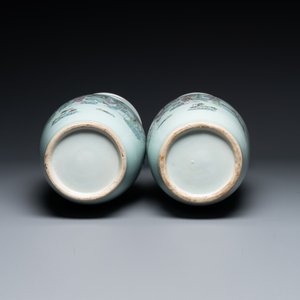 A pair of Chinese famille rose vases with ladies in a garden, signed Rongfang, 19/20th C. — photo 4