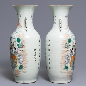 A pair of Chinese famille rose vases with musicians, 19/20th C. — photo 2