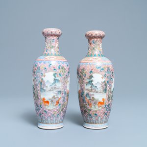 A pair of Chinese famille rose vases with tigers, Qianlong mark, 20th C. — photo 3