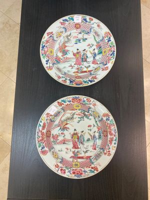 A pair of Chinese famille rose 'Xi Xiang Ji' plates and a pair of 'floral' plates, Yongzheng — photo 1
