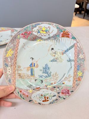 A pair of Chinese famille rose 'Xi Xiang Ji' plates — photo 14