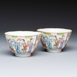 A pair of Chinese famille rose 'Xi Xiang Ji' tea bowls — photo 1