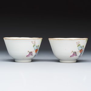 A pair of Chinese famille rose 'Xi Xiang Ji' tea bowls — photo 4