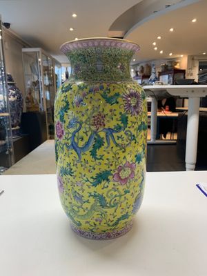 A pair of Chinese famille rose yellow-ground 'dragon' vases, Qianlong mark, Republic — photo 11