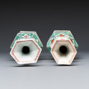 A pair of Chinese famille verte double-gourd hexagonal vases — photo 6