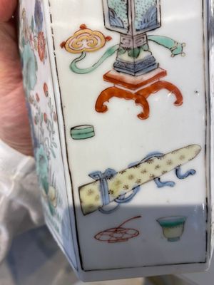 A pair of Chinese famille verte square tea caddies, Kangxi — 照片 12