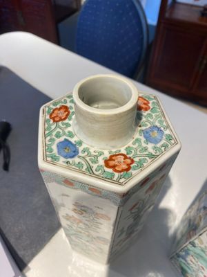 A pair of Chinese famille verte square tea caddies, Kangxi — 照片 6