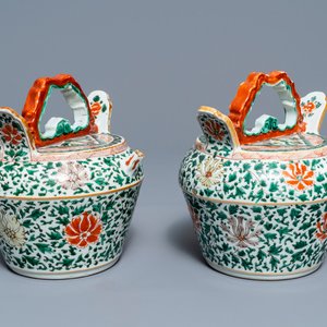 A pair of Chinese famille verte lime pots for the Vietnamese market, Kangxi — 照片 1