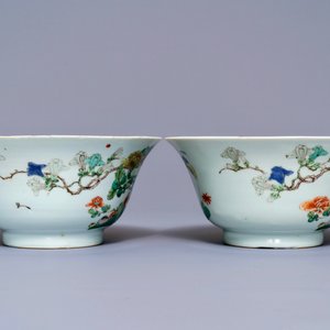 A pair of Chinese famille verte 'peacock among blossoms' bowls, Kangxi — 照片 5