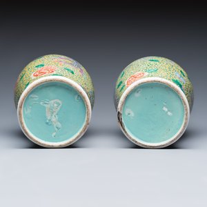 A pair of Chinese famille verte 'Phoenixes among Peonies' vases — photo 7