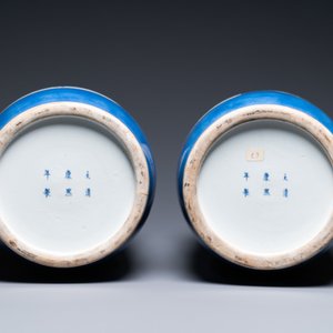 A pair of Chinese famille verte powder-blue ground vases, Kangxi mark, 19th C. — photo 6