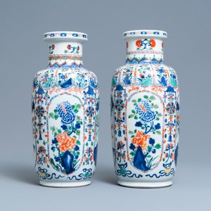 A pair of Chinese famille verte rouleau vases, Kangxi — photo 2