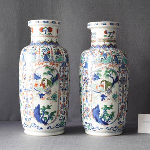 A pair of Chinese famille verte rouleau vases, Kangxi — photo 8