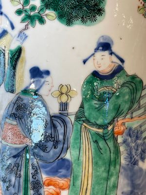 A pair of Chinese famille verte rouleau vases with narrative design, 19th C. — photo 9