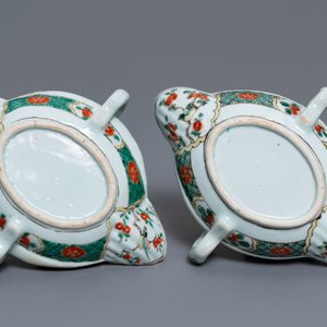 A pair of Chinese famille verte sauce boats with phoenixes, Kangxi — 照片 7