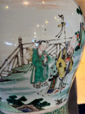 A pair of Chinese famille verte 'Shou Lao' vases, Kangxi — photo 16