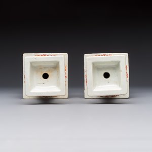 A pair of Chinese famille verte square candle holders, 19th C. — photo 6