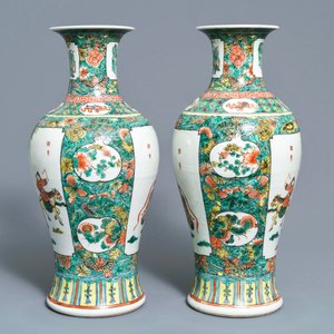 A pair of Chinese famille verte vases, 19th C. — 照片 4