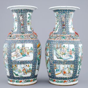 A pair of Chinese famille verte vases with court and garden scenes, 19th C. — photo 6