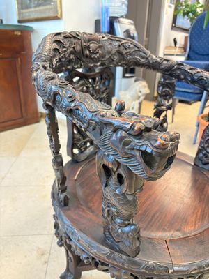 A pair of Chinese finely carved hongmu swivel chairs, Canton, 19th C. — photo 11