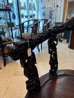 A pair of Chinese finely carved hongmu swivel chairs, Canton, 19th C. — photo 12
