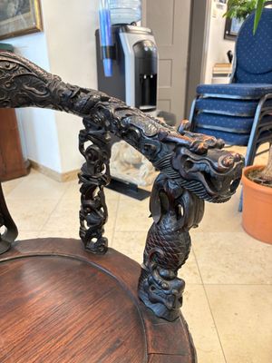 A pair of Chinese finely carved hongmu swivel chairs, Canton, 19th C. — photo 13