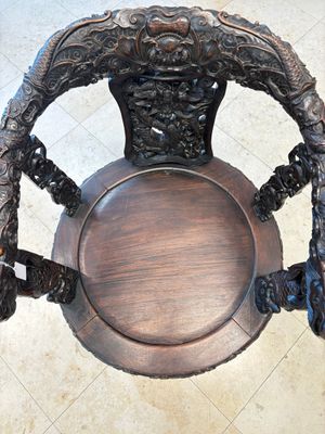 A pair of Chinese finely carved hongmu swivel chairs, Canton, 19th C. — photo 15