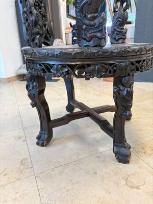 A pair of Chinese finely carved hongmu swivel chairs, Canton, 19th C. — photo 17
