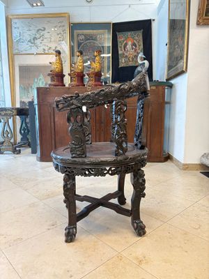 A pair of Chinese finely carved hongmu swivel chairs, Canton, 19th C. — photo 2