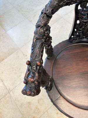 A pair of Chinese finely carved hongmu swivel chairs, Canton, 19th C. — photo 27