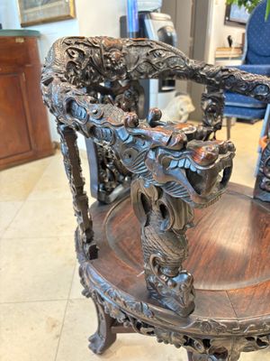 A pair of Chinese finely carved hongmu swivel chairs, Canton, 19th C. — photo 29