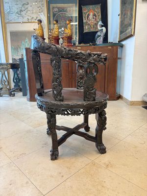 A pair of Chinese finely carved hongmu swivel chairs, Canton, 19th C. — photo 4