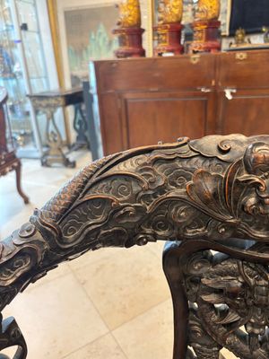 A pair of Chinese finely carved hongmu swivel chairs, Canton, 19th C. — photo 5